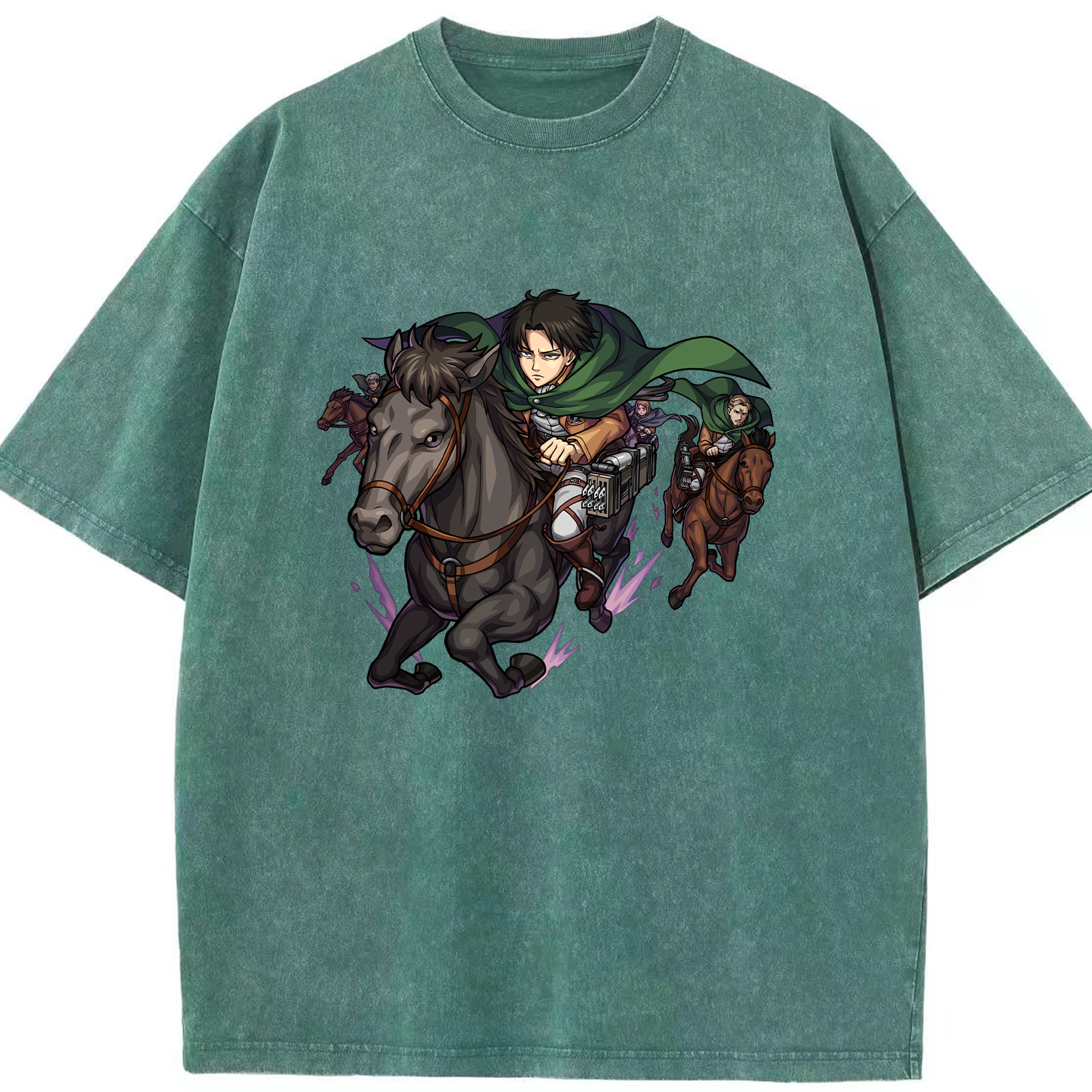 （画像用） 進撃の巨人 リヴァイ·アッカーマン Attack on Titan Levi Ackerman 綿100% ヴィンテージ風 半袖Tシャツ（フロントプリント）